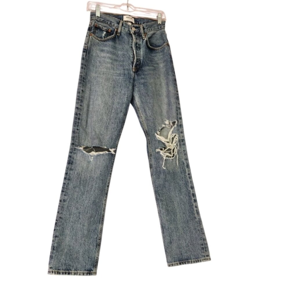 Distressed Agolde Blue Jeans